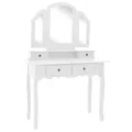 Ensemble de coiffeuse et tabouret Blanc 100x40x146 cm Paulownia