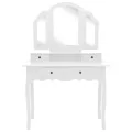 Ensemble de coiffeuse et tabouret Blanc 100x40x146 cm Paulownia
