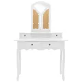 Ensemble de coiffeuse et tabouret Blanc 100x40x146 cm Paulownia