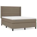 cadre de lit avec matelas Taupe 140x200 cm Tissu