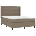 cadre de lit avec matelas Taupe 140x200 cm Tissu