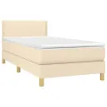 cadre de lit avec matelas Crème 100x200 cm Tissu