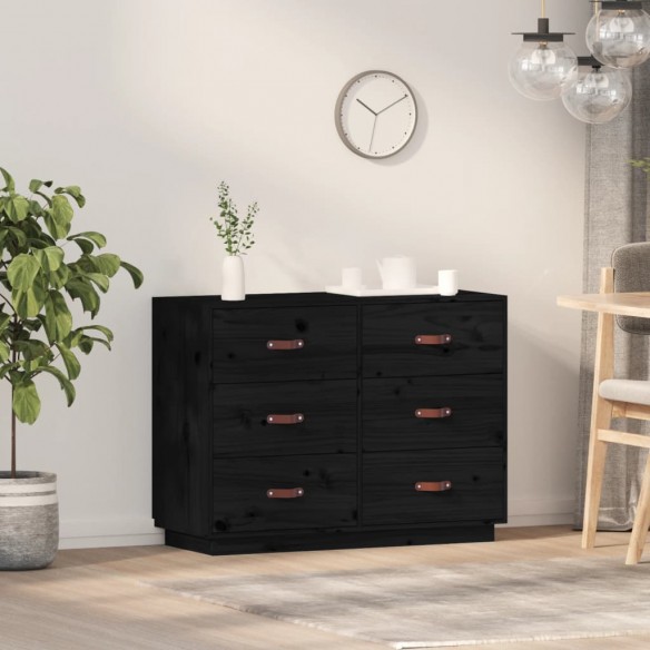 Buffet Noir 100x40x75 cm Bois massif de pin