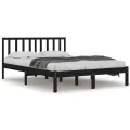 Cadre de lit Noir Bois de pin massif 140x190 cm