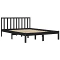 Cadre de lit Noir Bois de pin massif 140x190 cm