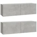 Ensemble de meubles TV 4 pcs Gris béton Bois d'ingénierie