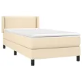 cadre de lit avec matelas Crème 80x200 cm Tissu