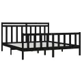 Cadre de lit Noir Bois de pin massif 200x200 cm