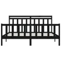 Cadre de lit Noir Bois de pin massif 200x200 cm