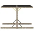 Table de jardin Beige 110x53x72 cm Verre et résine tressée