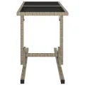 Table de jardin Beige 110x53x72 cm Verre et résine tressée