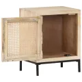 Table de chevet 40x30x50 cm Bois de manguier et canne naturelle