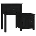 Tables de chevet 2 pcs Noir 79,5x38x65,5 cm Bois de pin massif