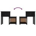 Tables de chevet 2 pcs Noir 79,5x38x65,5 cm Bois de pin massif