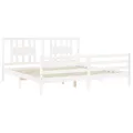 Cadre de lit avec tête de lit blanc 200x200 cm bois massif
