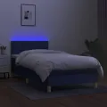 cadre de lit avec matelas et LED Bleu 80x200cm Tissu