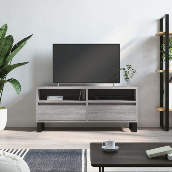 Meuble TV sonoma gris 100x34,5x44,5 cm bois d'ingénierie