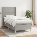 cadre de lit avec matelas Gris clair 80x200 cm Tissu