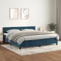 cadre de lit et matelas Bleu foncé 200x200cm Velours