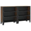 Armoires de rangement 2 pcs Marron 72x36x82 cm Métal et MDF
