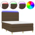 cadre de lit matelas et LED Marron foncé 140x190 cm