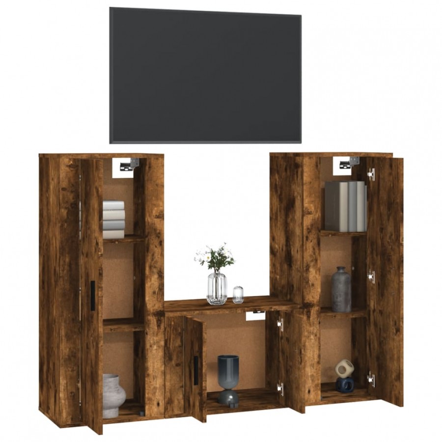 Ensemble de meubles TV 3 pcs Chêne fumé Bois d'ingénierie