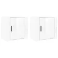 Tables de chevet murales 2 pcs Blanc brillant 50x30x47 cm