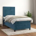 cadre de lit avec matelas Bleu foncé 100x200 cm