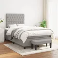 cadre de lit avec matelas Gris clair 120x200cm Tissu