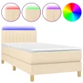 cadre de lit avec matelas LED Crème 80x200 cm Tissu