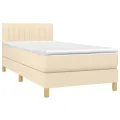 cadre de lit avec matelas LED Crème 80x200 cm Tissu