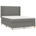 cadre de lit avec matelas Gris foncé 140x200cm Tissu