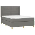 cadre de lit avec matelas Gris foncé 140x200cm Tissu