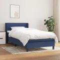 cadre de lit avec matelas Bleu 80x200 cm Tissu