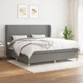 cadre de lit avec matelas Gris foncé 200x200cm Tissu