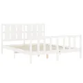 Cadre de lit avec tête de lit blanc King Size bois massif