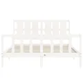 Cadre de lit avec tête de lit blanc King Size bois massif