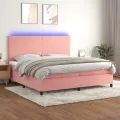 cadre de lit et matelas LED Rose 200x200 cm Velours