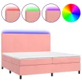 cadre de lit et matelas LED Rose 200x200 cm Velours
