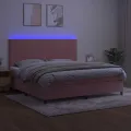 cadre de lit et matelas LED Rose 200x200 cm Velours