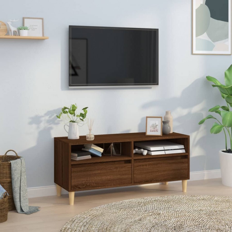 Meuble TV chêne marron 100x34,5x44,5 cm bois d'ingénierie