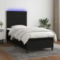 cadre de lit et matelas et LED Noir 100x200 cm Tissu