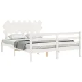 Cadre de lit avec tête de lit blanc King Size bois massif