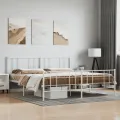 Cadre de lit métal avec tête de lit/pied de lit blanc 183x213cm