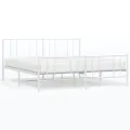 Cadre de lit métal avec tête de lit/pied de lit blanc 183x213cm