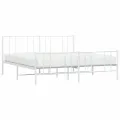 Cadre de lit métal avec tête de lit/pied de lit blanc 183x213cm