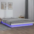 Cadre de lit à LED blanc 120x190 cm petit double bois massif