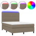 cadre de lit et matelas et LED Taupe 140x200cm Tissu