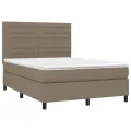 cadre de lit et matelas et LED Taupe 140x200cm Tissu