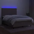cadre de lit et matelas et LED Taupe 140x200cm Tissu